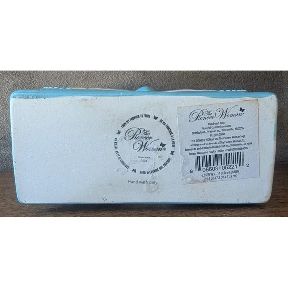 Pioneer Woman Breezy Blossom Butterfly Ceramic Napkin Holder, Teal / Floral - Picture 8 of 9